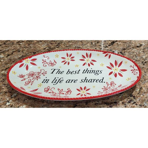 Temptations Oval Sharing Tray Red (14" X 8" X 1.5" H) - Picture 11 of 15